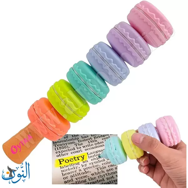 طقم اقلام تحديد 6 لون  شكل مكرون