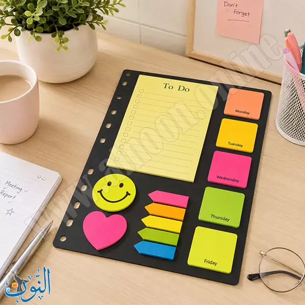 ورق ملاحظات لاصق على كرت مخرم - أيام الاسبوع